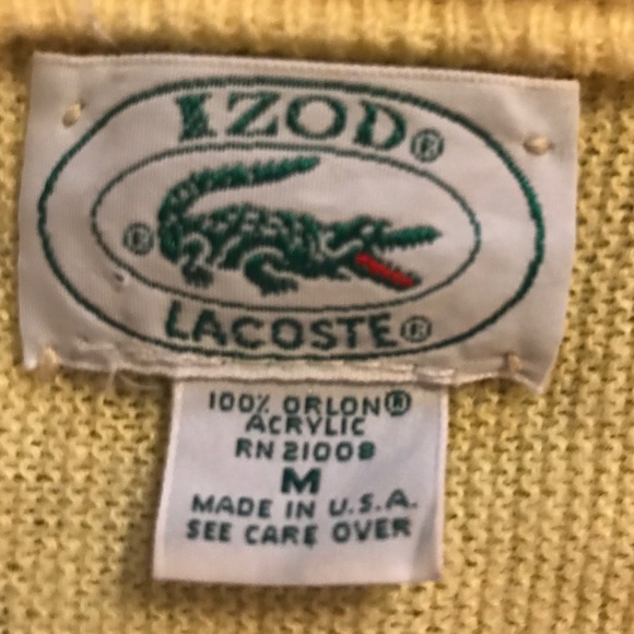 Yellow Izod Lacoste V neck pullover sweater - Picture 3 of 7